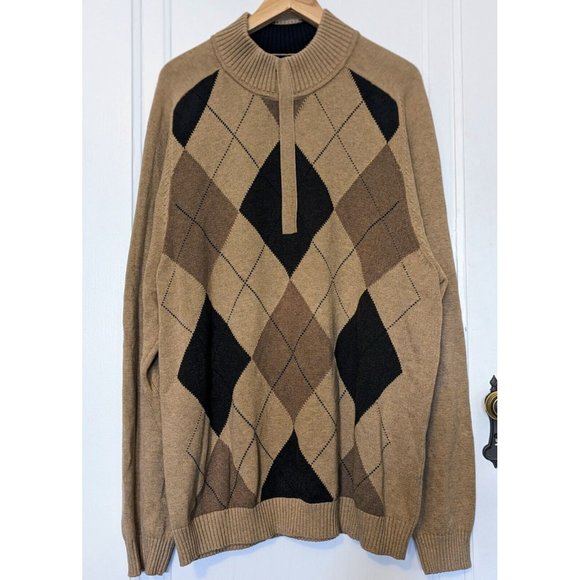 Cutter & Buck Sweaters Cutter Buck 4 Zip Sweater Brown Argyle
